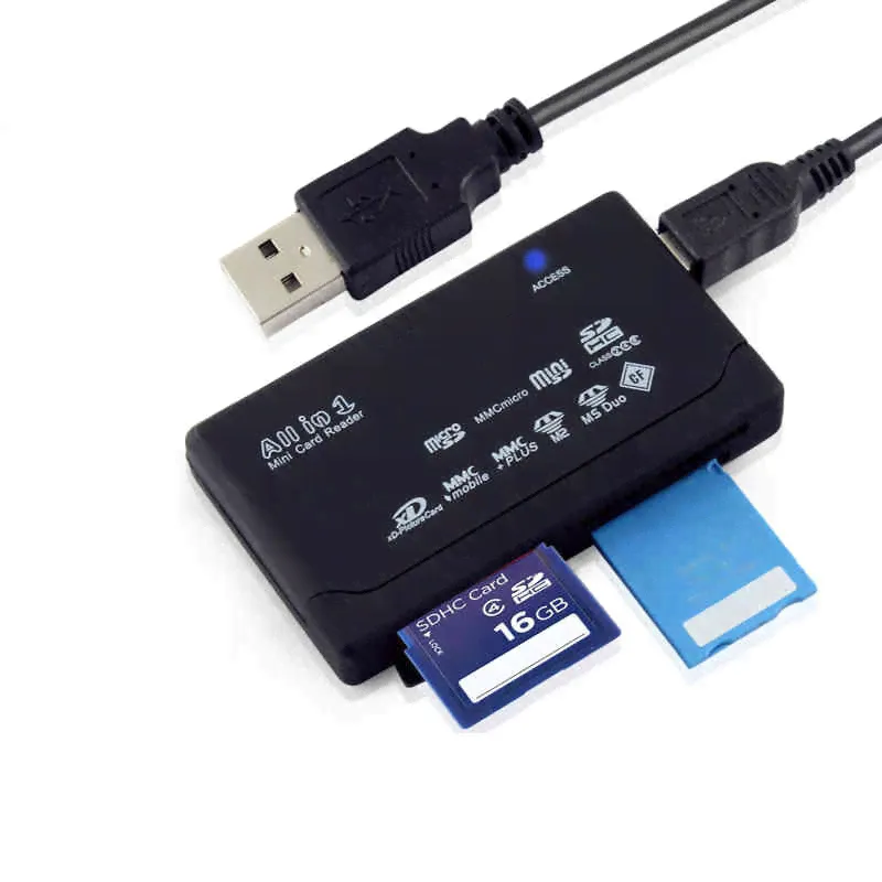 All in One 1 USB Memory Card Reader Writer SDHC Mini Micro SD TF M2 MMC XD CF-0