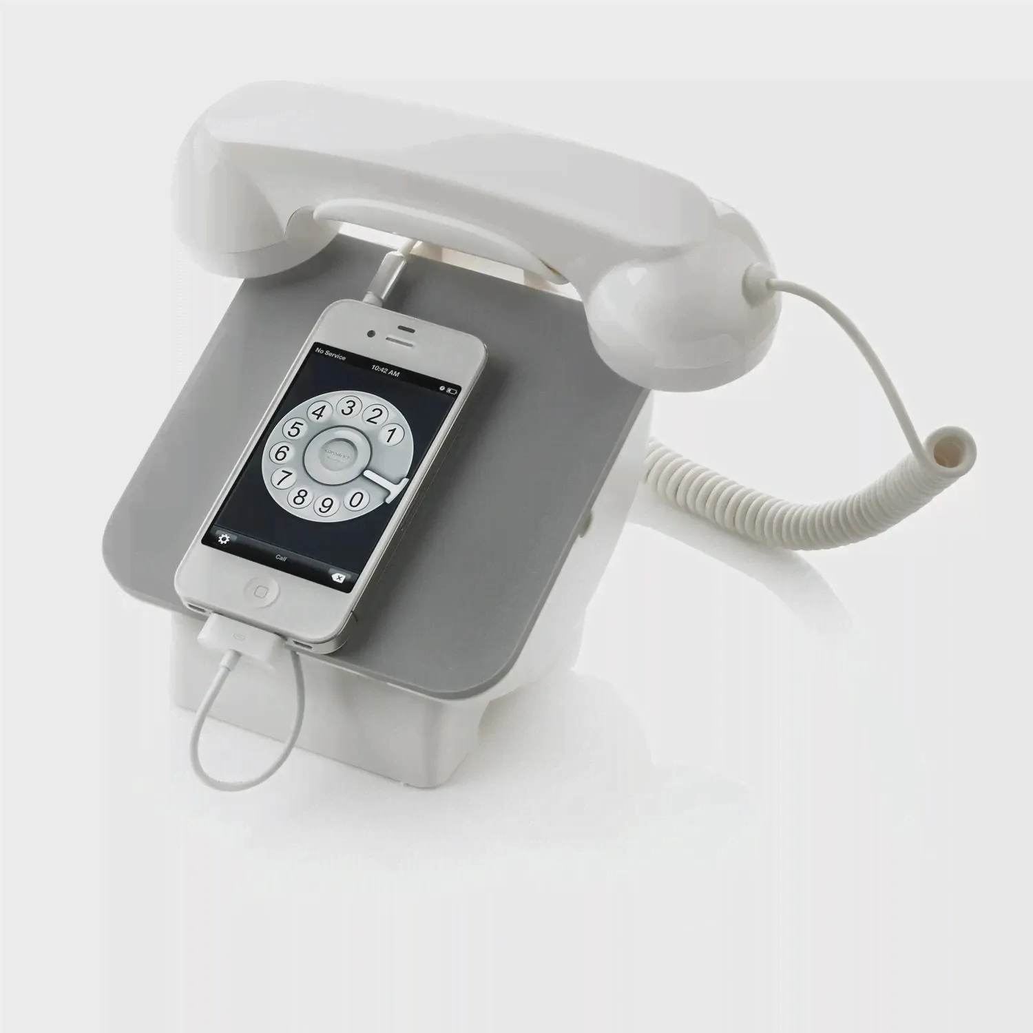 Док станция для телефона XD Design Retro Phone, серый/ белая - купить с логотипом на заказ в Москве и СПб | Иллан Гифтс