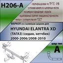 Фаркоп H206-A для HYUNDAI ELANTRA XD (ТАГАЗ) (седан, хетчбек) 2000-2006/2008-2010, шар A, Лидер Плюс
